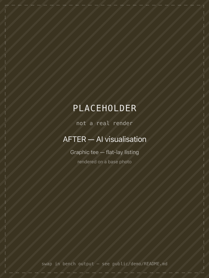 Placeholder standing in for the AI visualisation of that tee on a base photo